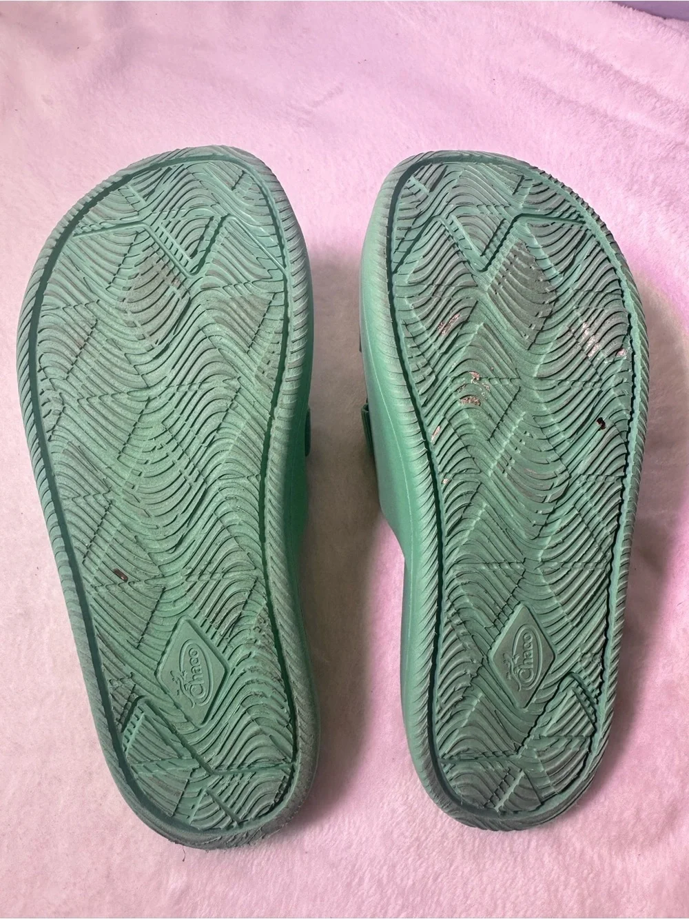 Chaco Seafoam Green Two-Strap Slide Sandals